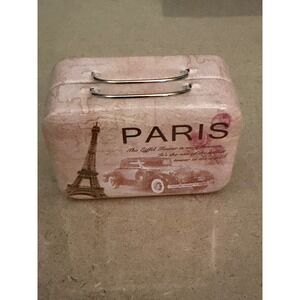 PARIS EIFFEL TOWER FRANCE METAL MINI SUITCASE DOLLS JEWELRY CANDY NEW
